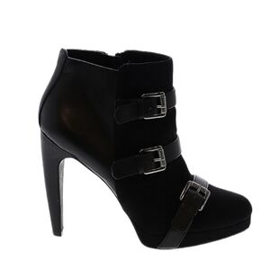 Sam & Libby Ankle Boot Women's 10 Black Faux Suede Buckle Stiletto Heel